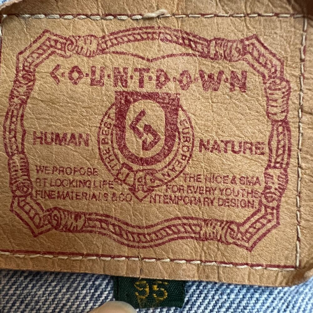 Countdown Denim Jacket Elephant Embroidered US Medium Acid Wash Studded Artsy - Picture 7 of 12